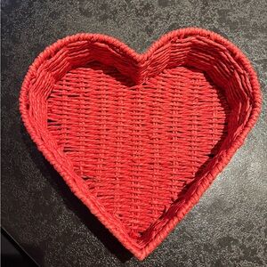 Heart-Shaped Red Woven Basket